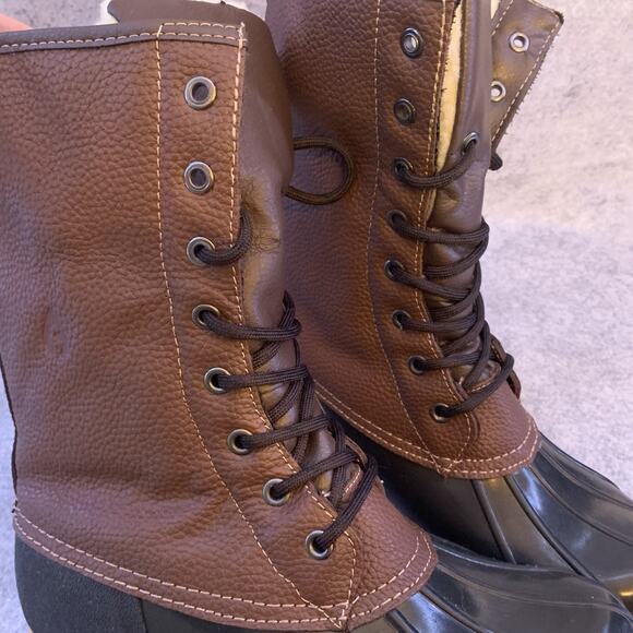 Sporto Duck Boots Women’s Size 8 Daphne Style Leather Upper Faux Fur Waterproof - Picture 2 of 10